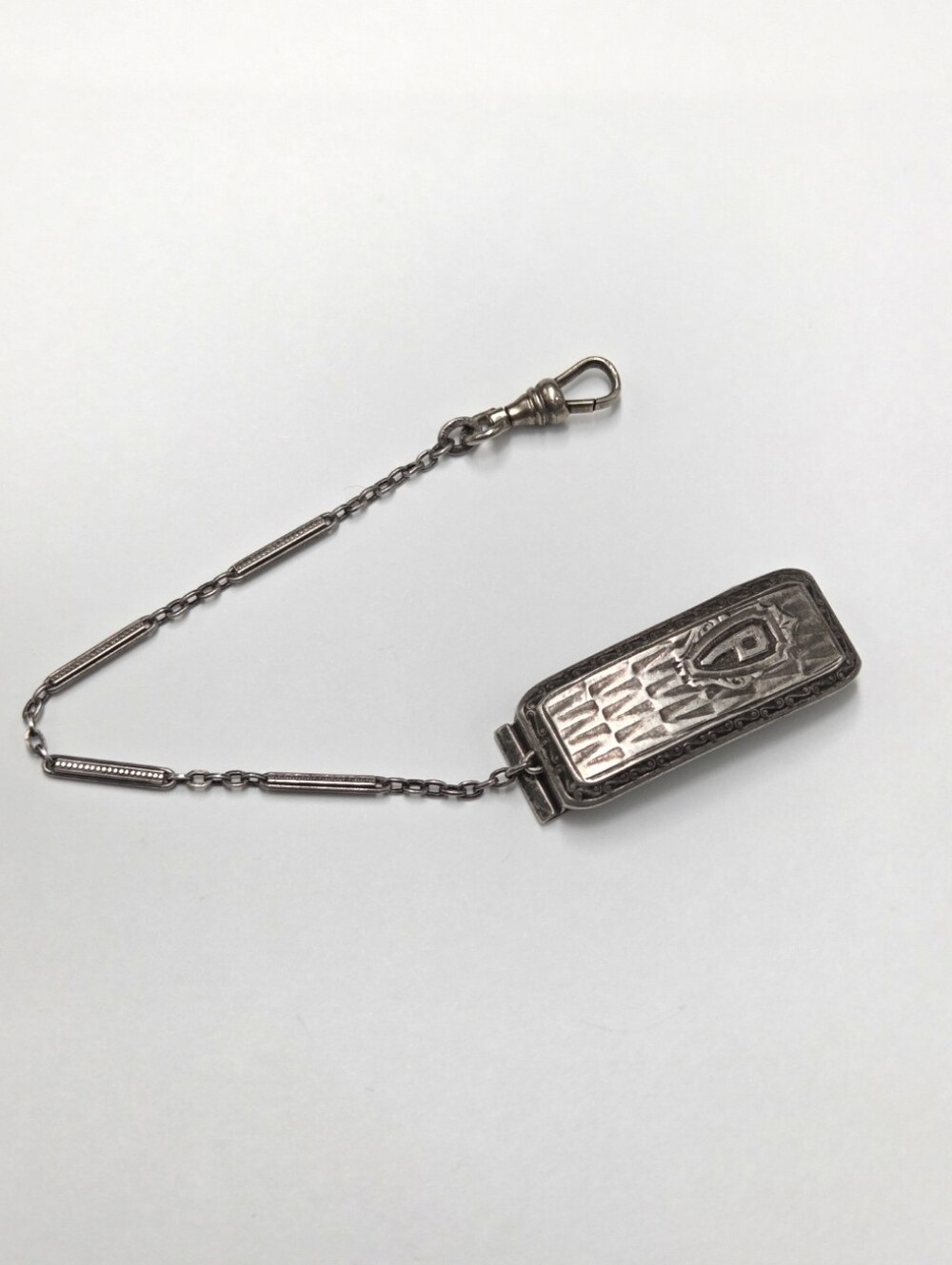 Antique Art Deco Sterling Silver Belt Loop Pocket Watch Chain Dog Clip Clasp